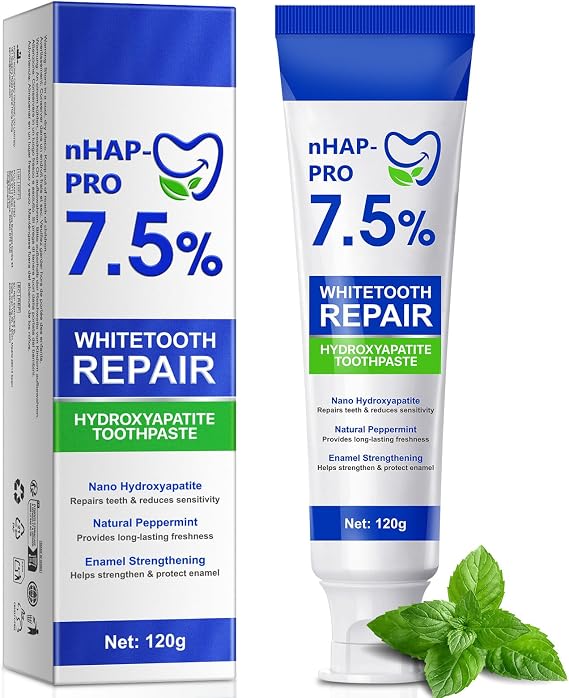 Hydroxyapatite Toothpaste, 7.5% Nano Hydroxyapatite Toothpaste for Advanced Enamel, Protection and Tooth Strengthening, Whitening Sensitive Toothpaste, Daily Use for Oral Care Deep Cleaning (1 Pack)