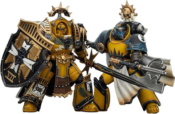 JOYTOY Warhammer 40k 1/18 Action Figure Imperial Fists Legion Praetor in Tartaros Terminator Armour and Librarian Consul Set of 2 Figures Collectible Gifts,Toys for Kids 15+ and Adults