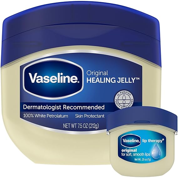 Vaseline Original Healing Jelly, Skin Protectant with 100% White Petrolatum + Lip Therapy for Soft, Smooth Lips