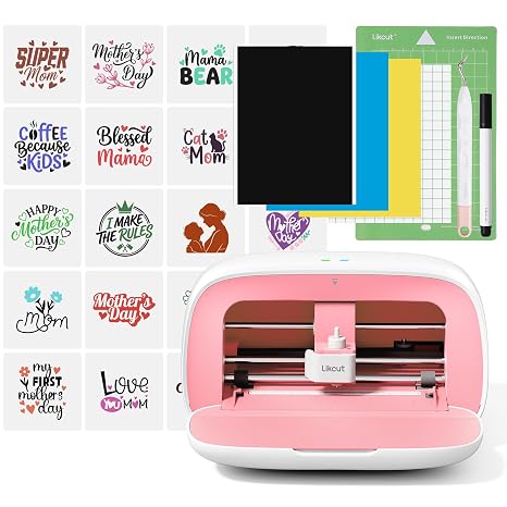 Likcut Mini Vinyl Cutter Glee S501, Vinyl Cutter Machine, Portable Smart Die Cutting Machine for Precision Crafting, Pink