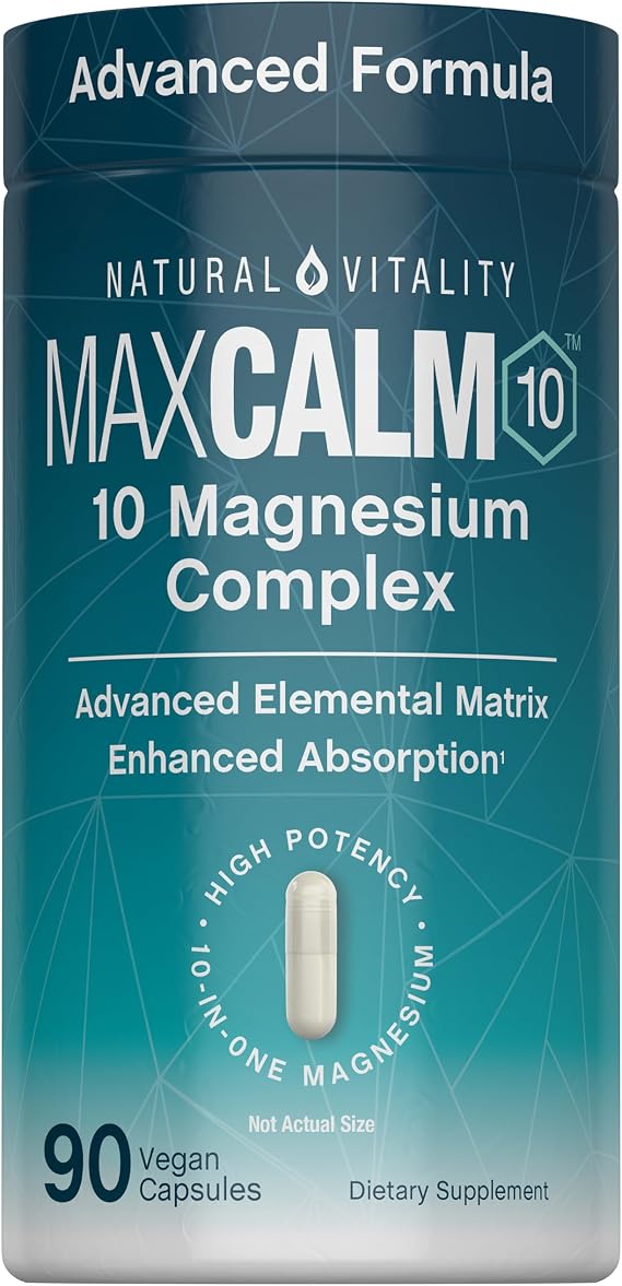 Natural Vitality MaxCalm Magnesium Complex Capsules | Advanced Formula & Enhanced Absorption | Gluten Free & Vegan Supplement | 90 Count