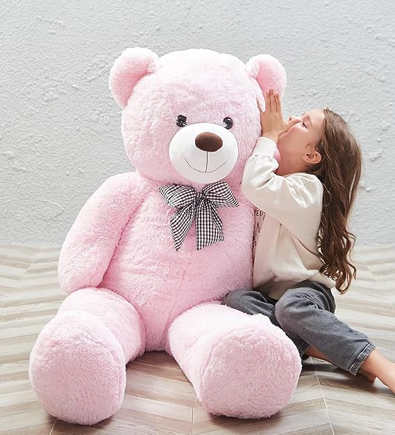 160 cm Papyonlu Peluş Ayı-Dev Boy-Sevgiliye Özel Hediye - Yerli (PEMBE)