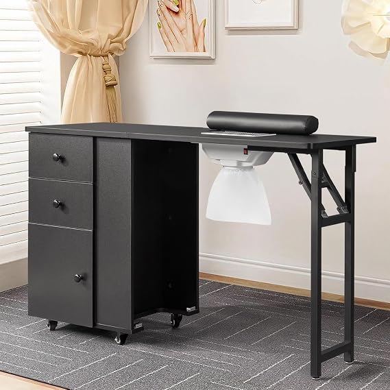 Winado Foldable Manicure Table, Nail Desk for Nail Tech with Dust Collector