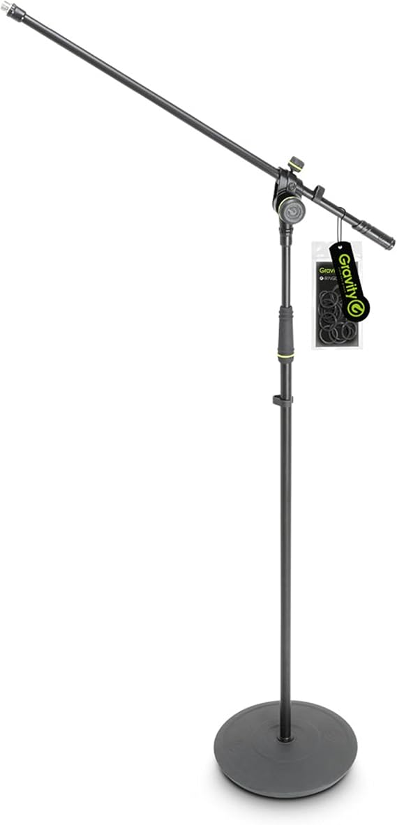 Gravity Microphone Stand MS 2321 B Microphone Stand with Round Base and Boom 2-Point Adjustment, black