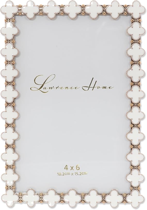 Lawrence Frames Metal Frame, Clover Enamel, White, 4x6