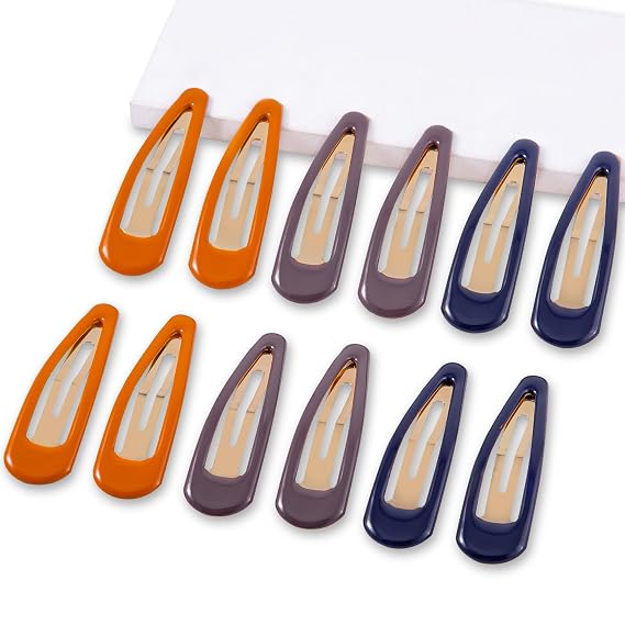 Metal Snap Hair Clips Water Drop No Slip Hair Barrettes for Women Large Hair Clips For Thick And Thin Fine Hair,Multi-colored,2.67 x 0.7 Inches,12 PCS