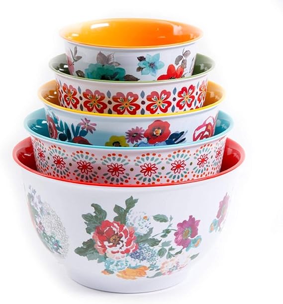 The Pioneer Woman Traveling Vines Nesting Mixing Bowl Set, 10-Piece (10-Piece, Country Garden)