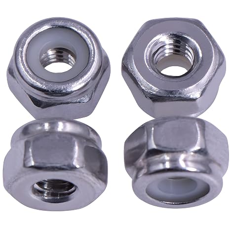 55pcs #8-32 Hex Lock Nuts, Stainless Locknuts, Hex Drive, Nylon Insert, 304 Stainless Steel(18-8 SS), Coarse Thread