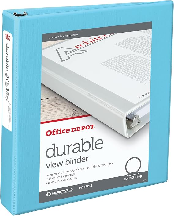 OfficeMax Durable View 1.5" Binder, Blue