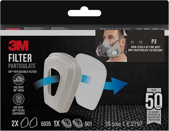 3M Particulate Filter 5935, P3, 2 Pair + Filter Holder 501, 1 Pair