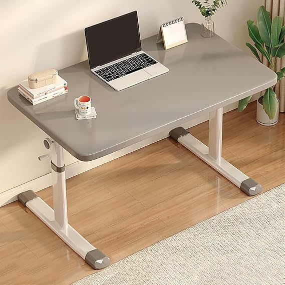 Standing Desk, Adjustable Height Stand Up Desk, Manual Lifting Sit Stand Desk, White Computer Desk, Modern Office Desk, Density Board and Metal Frame(Grey,120x60cm/47.2x23.6in)