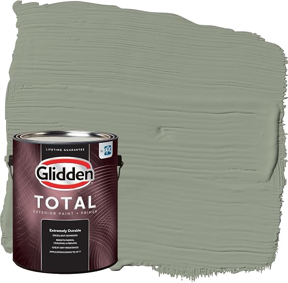 Glidden Total Exterior Paint & Primer All-in-One, Green Tea Leaf/Green, Flat, 1 Gallon