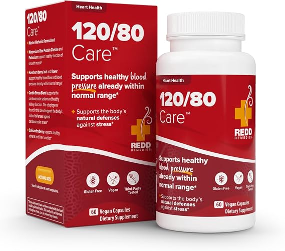 Redd Remedies, 120/80 Care, Heart Health and Natural Blood Pressure Support, 60 Vegan Capsules