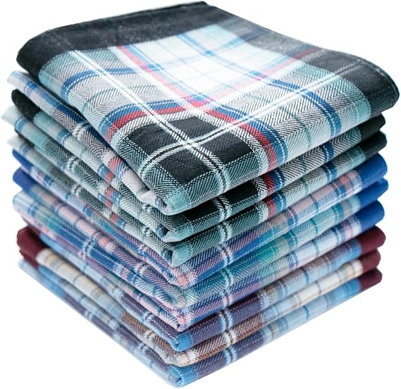 LACS Handkerchiefs Mens Luxury 100% Cotton Handkerchiefs Plaid Pack