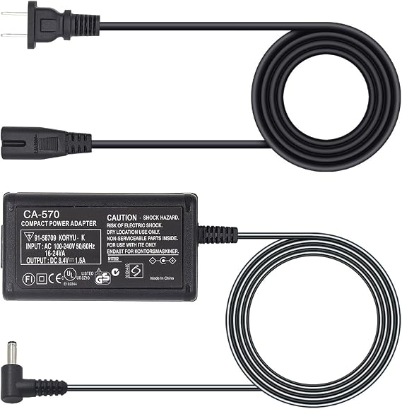 ZIQIAN CA-570 AC Adapter Charger Compatible with Canon XA25,XA10,XA-20,XA30,HG20,XH-A1,XA-30,Vixia HF100,XA11,HF G20,Vixia HF G20,FS200,FS3000,Vixia HG21,Vixia HFM31,Canon ZR60,HV30,HV20,HV20A,HV40