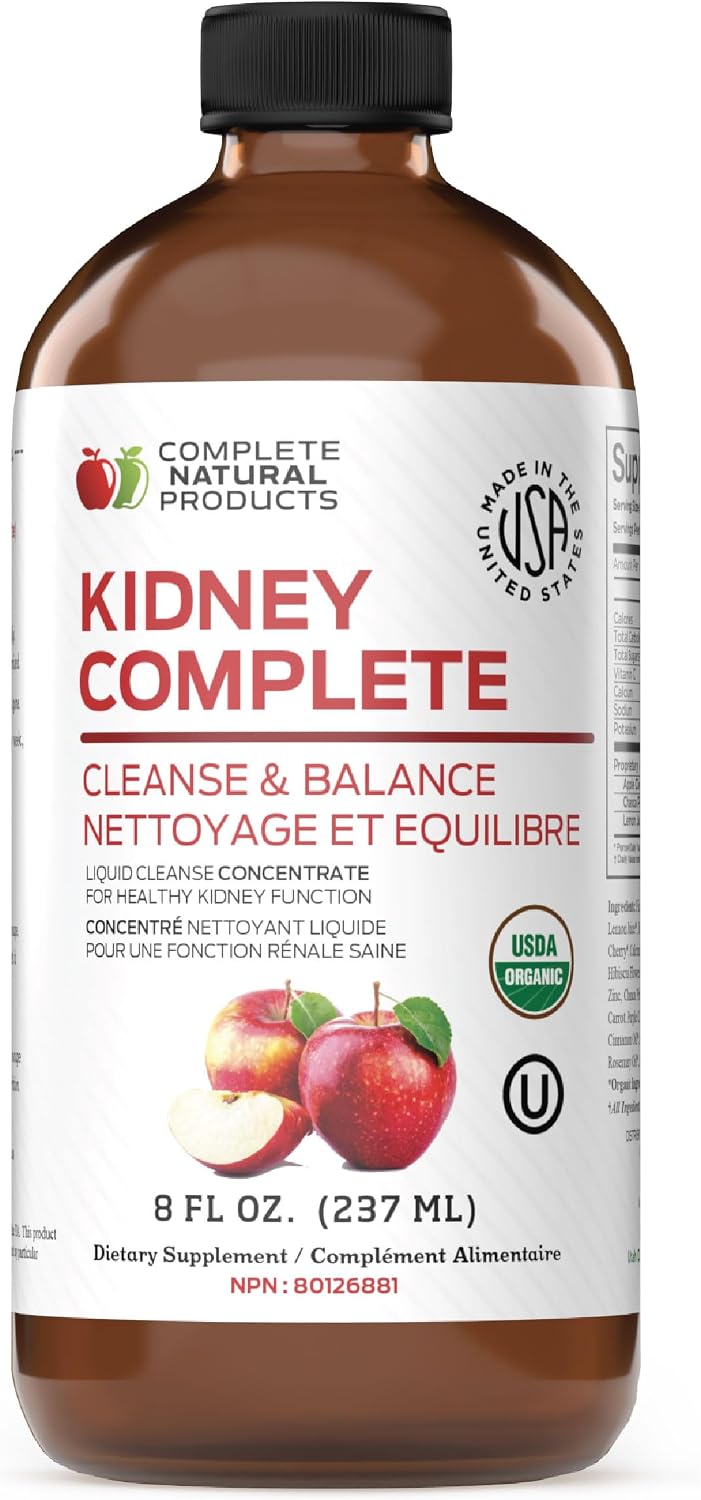 Complete Natural Products Kidney Complete - 8oz Organic Liquid for Kidney Support, Cleanse, and Detox with Apple Cider Vinegar, Lemon, Organic Chanca Piedra