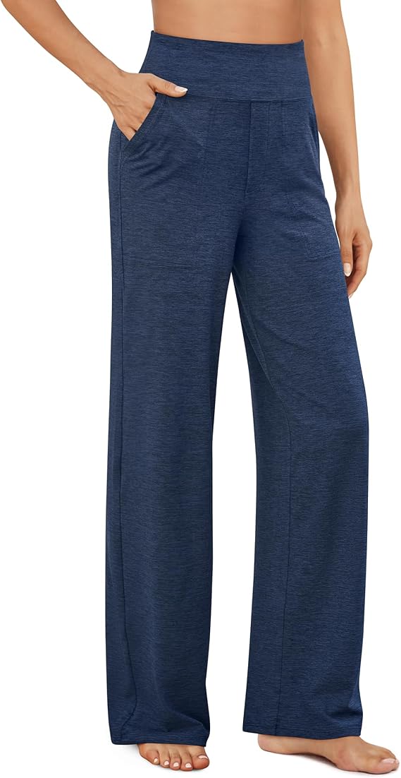 G4Free Yoga Pants for Women Wide Leg Pants with Pockets High Waisted | Moisture Wicking, Soft Comfortable Feel, 4-Way Stretch, Faux Fly, Faux Back Pockets, Yoga, Work & Casual Wear