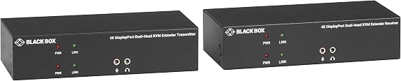 Black Box KVM Extender over CATx - 4K, Dual-Head, DisplayPort, USB 2.0