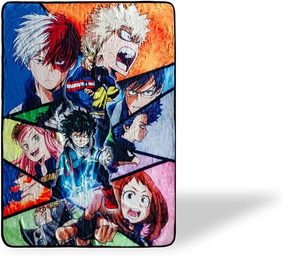 JUST FUNKY My Hero Academia Heroes Collage Large Anime Fleece Throw Blanket | Official My Hero Academia Throw Blanket | Collectible Anime Throw Blanket | Measures 60 x 45 Inches