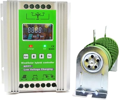 3000W Wind Solar Hybrid Charge Controller PWM 600W Wind  400W Solar Boost Charge Technology Digital Intelligent Regulator, for Wind Turbine Generator Charger Battery, Solar Controller,24V