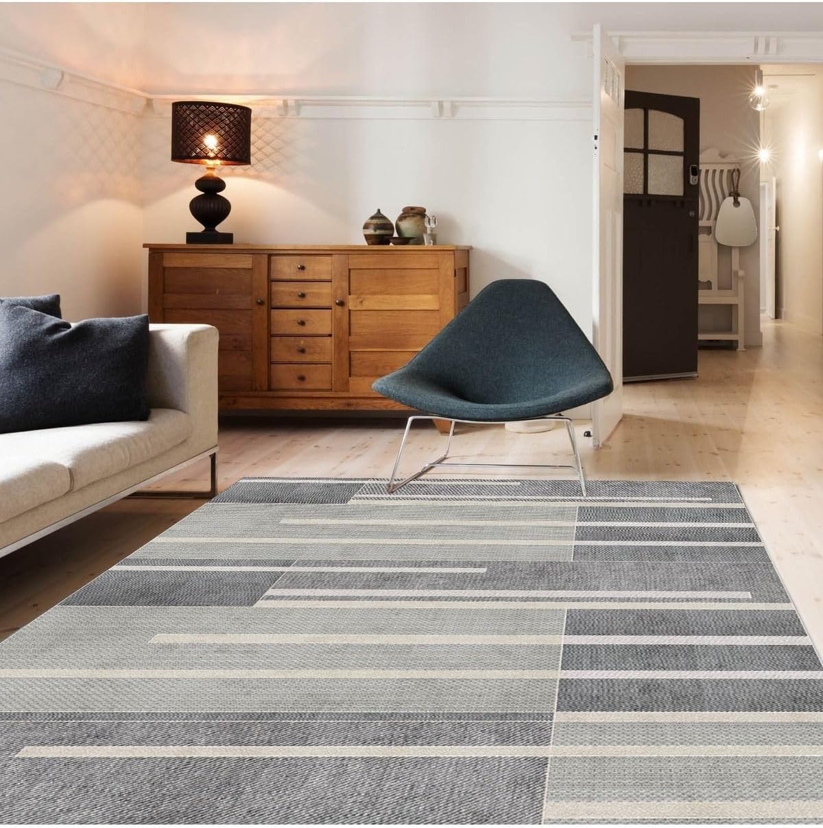 Patchwork Punto Kaymaz Tabanlı Yıkanabilir Antibakteriyel Dijital Baskı Halı Yolluk, PW-8177-PNT-200X300