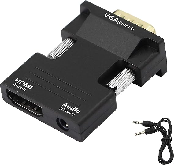 YACSEJAO HDMI to VGA Adapter with Audio 1080P HDMI Female to VGA Male Converter Adapter 3.5mm Audio Cable for TV Stick, Roku, Laptop, PC, Projector, TV, Monitor, Digital Camera, Etc