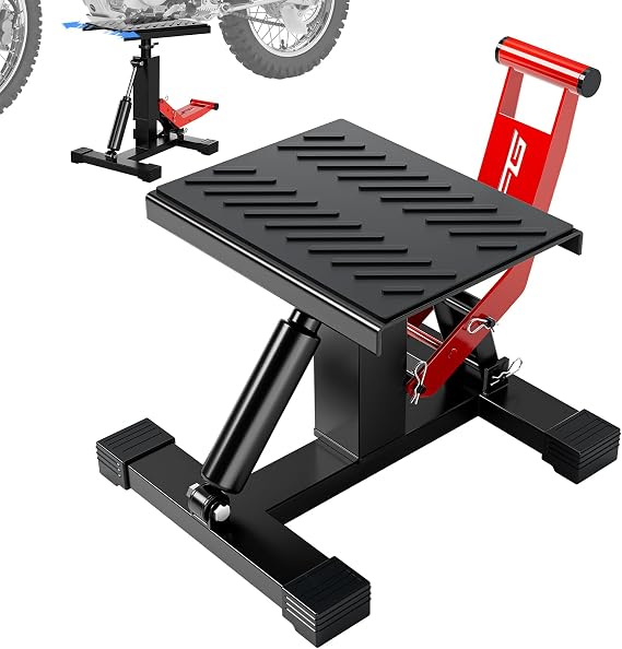 JFG RACING Adjustable Hydraulic Dirt Bike Stand Lift 1000 Lbs Capacity,Red