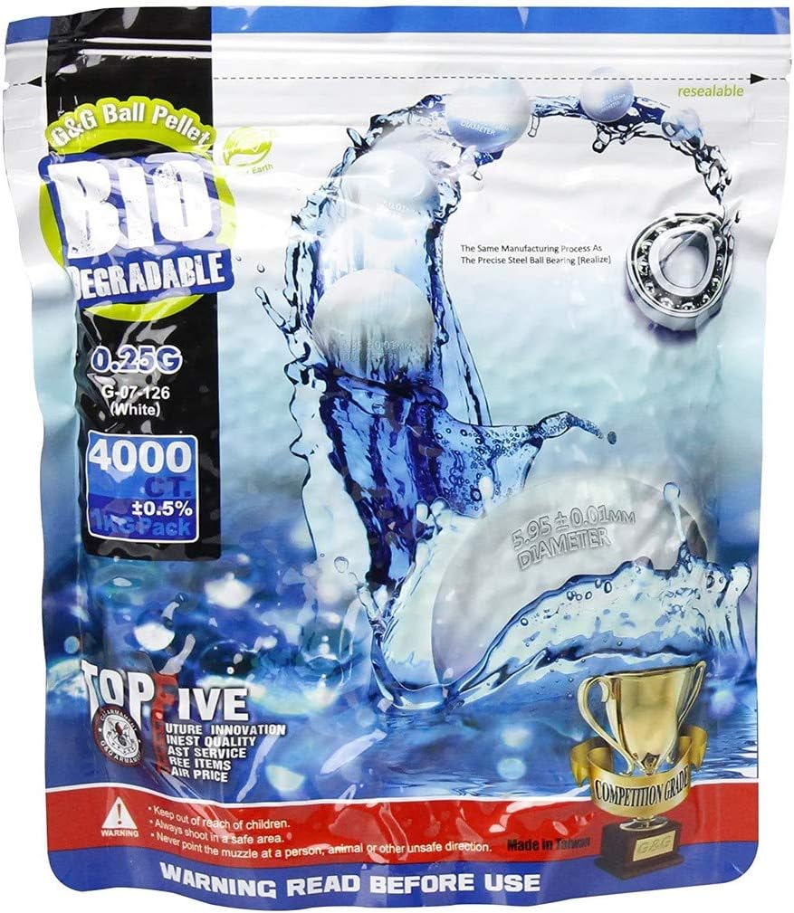 G&G G-07-126 Bio BB Bullets, 0.25 g, 1 kg, 4000 shot, White