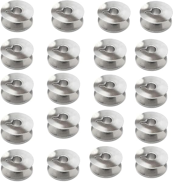 Bequilter Metal Bobbins Compatible with Brother Janome Juki DDL-555, DDL-227, DDL-5530, DDL-555, TL-2000Qi, TL-2010Q TL-2200QVP Mini #55623S (20)