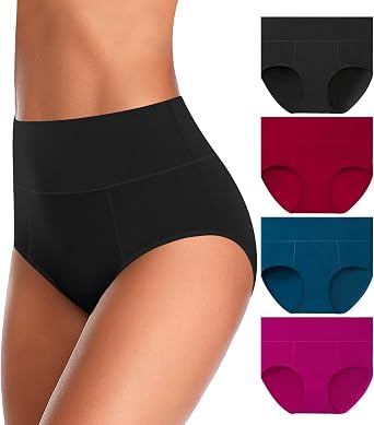 UMMISS Womens Underwear Cotton High Waisted Tummy Control Panties Plus Size Full Coverage Ladies Briefs