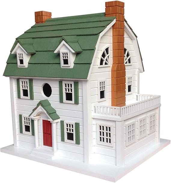 Home Bazaar HB-9509 Dutch Colonial Barn House Decorative Hanging Nest Birdhouse 12.5x10.5x13.5, WhiteGreen