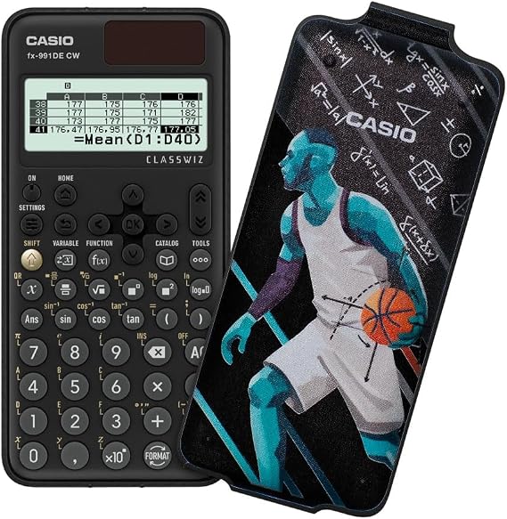 Casio FX-991DE CW ClassWiz Technical Scientific Calculator with Art Case "Basketball", German Menu Guide (Limited Edition)