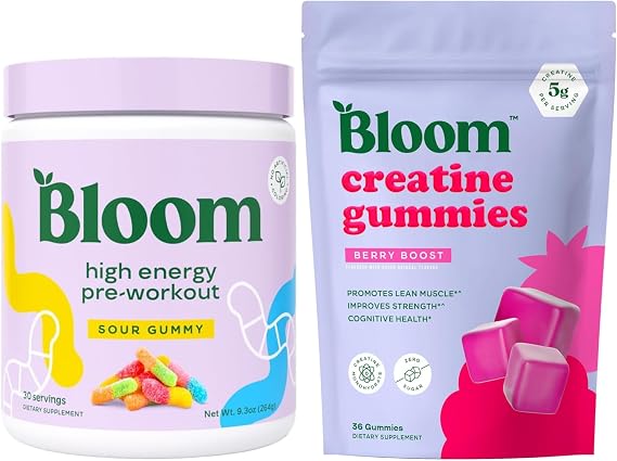 Bloom Creatine Gummies and Sour Gummy Pre Workout Bundle