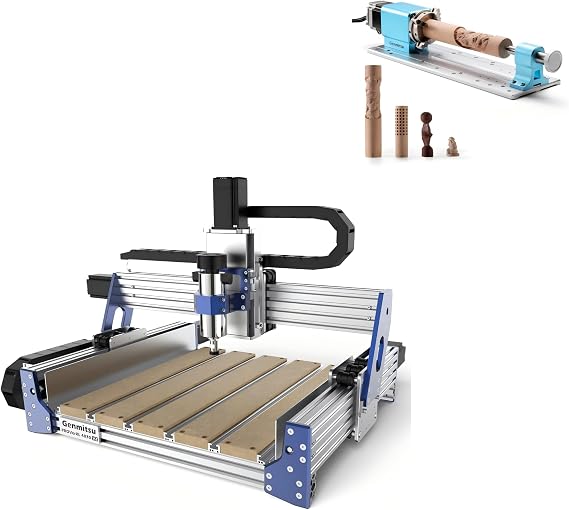 Genmitsu CNC Router Machine PROVerXL 4030 V2 + Rotary Module Kit with NEMA23 Planetary Geared Stepper Motor, 4 Jaw Chuck, 10:1 Speed Reducer, Clamped Range 15-275mm