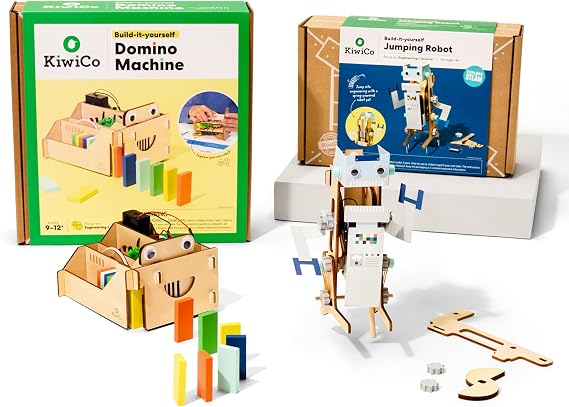 KiwiCo STEM Robotics Bundle Domino Machine + Jumping Robot Kits, Ages 9+