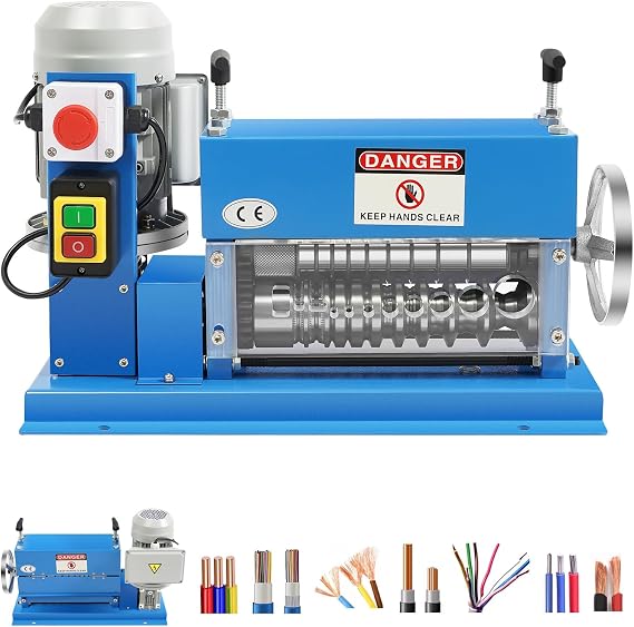 Electric Wire Stripping Machine,11 Channels Automatic Wire Stripper for 1.5-38mm Wires Range, 370W Powered Cable Wire Stripping Machine,10 Blades Strip Machinery