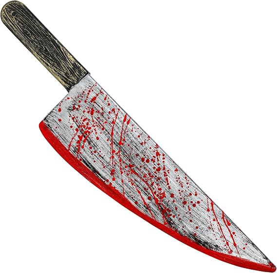 19 Inch Fake Knife with Fake Blood Props,Plastic Halloween Fake Bloody Knife Toy for Horror Costume Accessories,Scary Clown Cosplay(Large)