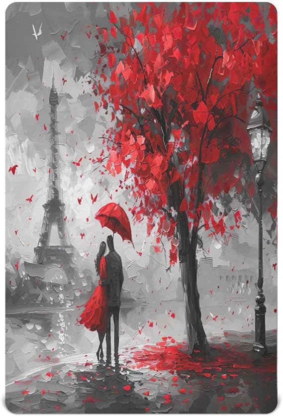Valentines Under Eiffel Tower Crib Sheets for Boys Girls Soft Breathable Mini Crib Sheets for Baby 52" x 28"