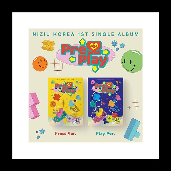NiziU Press Play 1st Single Album 2 Version SET CD+88p PhotoBook+2p PhotoCard+1ea PhotoCard Frame+1p PostCard+1ea Sticker+Tracking Sealed