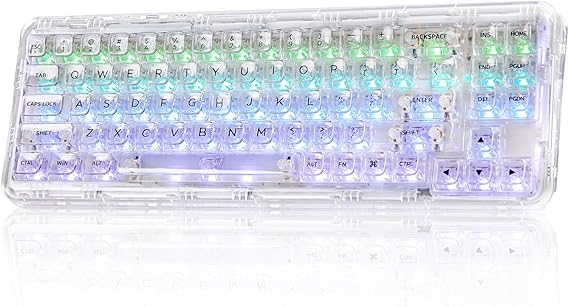 YUNZII X71 68% Wireless RGB Mechanical Keyboard(White,Crystal Ice Switch)