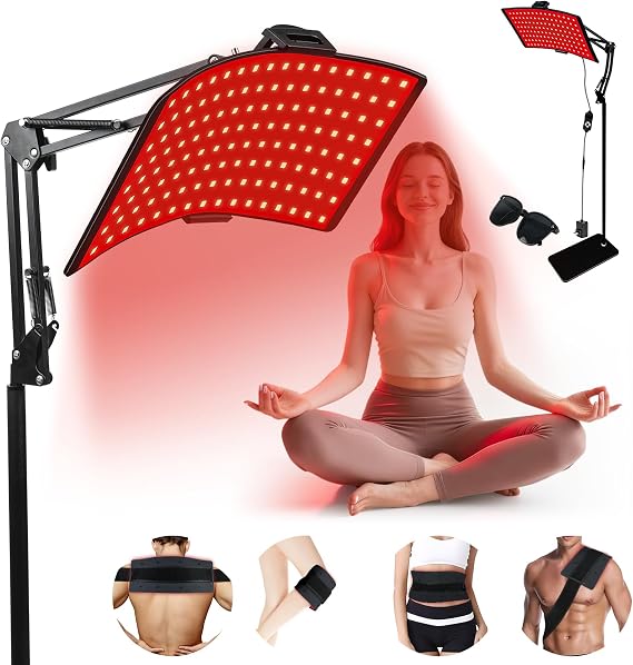 Red Light Therapy Lamp with Stand for Face & Body, Muscle Recovery | 660nm & 850nm, Quick Clip & Adjustable Stand, Targets Waist Knee, Daily Wellness
