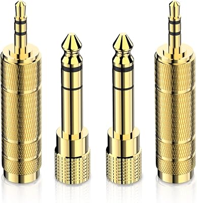 DIGITNOW Headphone Adapter 6.35mm 14 Inch Male to 3.5mm 18 Inch Female and 3.5 mm Male Plug to 6.35 mm Female Jack, Audio Stereo TRS Converter Adapters 4 -Pack Gold Plated