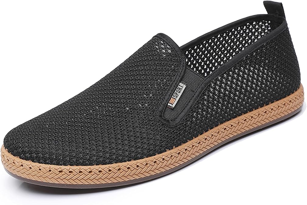 Mens Slip on Loafers Canvas Casual Shoes Casual Sneakers Comfy Walking Shoes Black Deck Breathable Loafers for Men