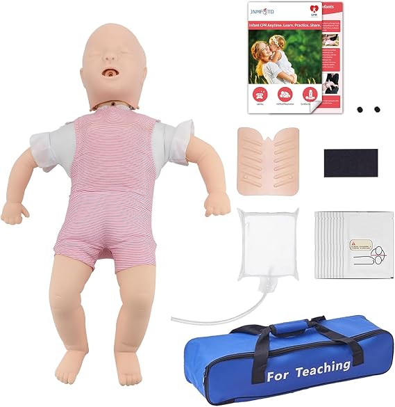 JNMFTD Infant Cpr Manikin, Baby Airway Obstruction Heimlich Training Manikin, Nursing Model PVC Full Body CPR Infarction First Aid Practice with Product Manual for Educational Teach Research