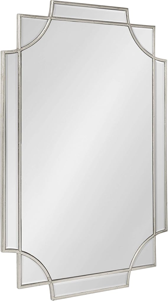 Kate and Laurel Minuette Glam Wall Mirror, 24 x 36, Silver, Elegant Traditional Home Decor with A Boho Charm