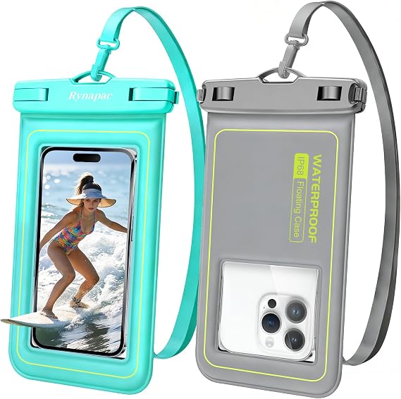 Rynapac Floating Waterproof Phone Pouch Up to 7", 2 Pack IP68 Dry Bag Case