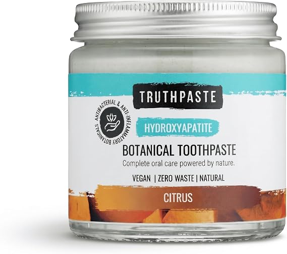 TRUTHPASTE Hydroxyapatite Toothpaste Citrus (100ml) Cavity Protection and Gum Support, Citrus, Fluoride-Free, for Ages 7+ with Micro-Hydroxyapatite and Aloe Vera. Mint Free.