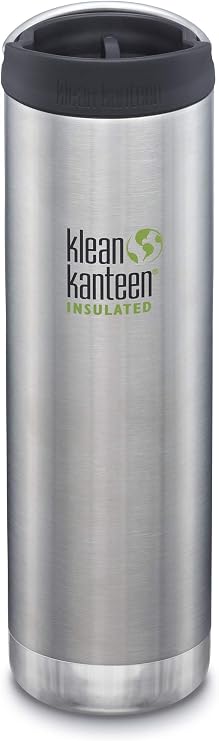 Klean Kanteen TK Wide Kanteens Vacuum Insulated 2019 (20oz (591ml), Brushed Stainless (Cafe Cap))