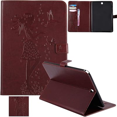 Case for Galaxy Tab A 9.7 SM-T550 2015, PU Leather Folio Stand Cover with Auto SleepWake Smart Card Slots Protective Case for Samsung Galaxy Tab A 9.7 SM-T550SM-P550, Brown Girl