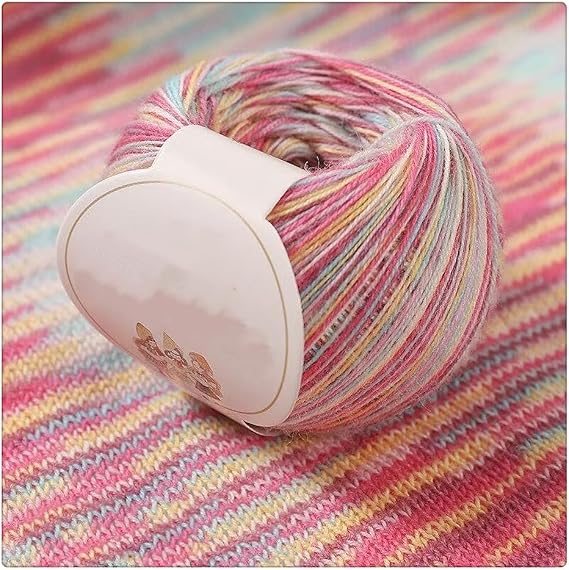 Rainbow-colored Yarn, Wool, Blanket Yarn, Medium Fine Yarn, Knitting Yarn, Cashmere, Hand Knitted, Approximately 1.8 oz 50 g, 5 Piece Set, 10 Piece Set, 15 Piece Set, 20 Piece Set, Variegated Dyeing